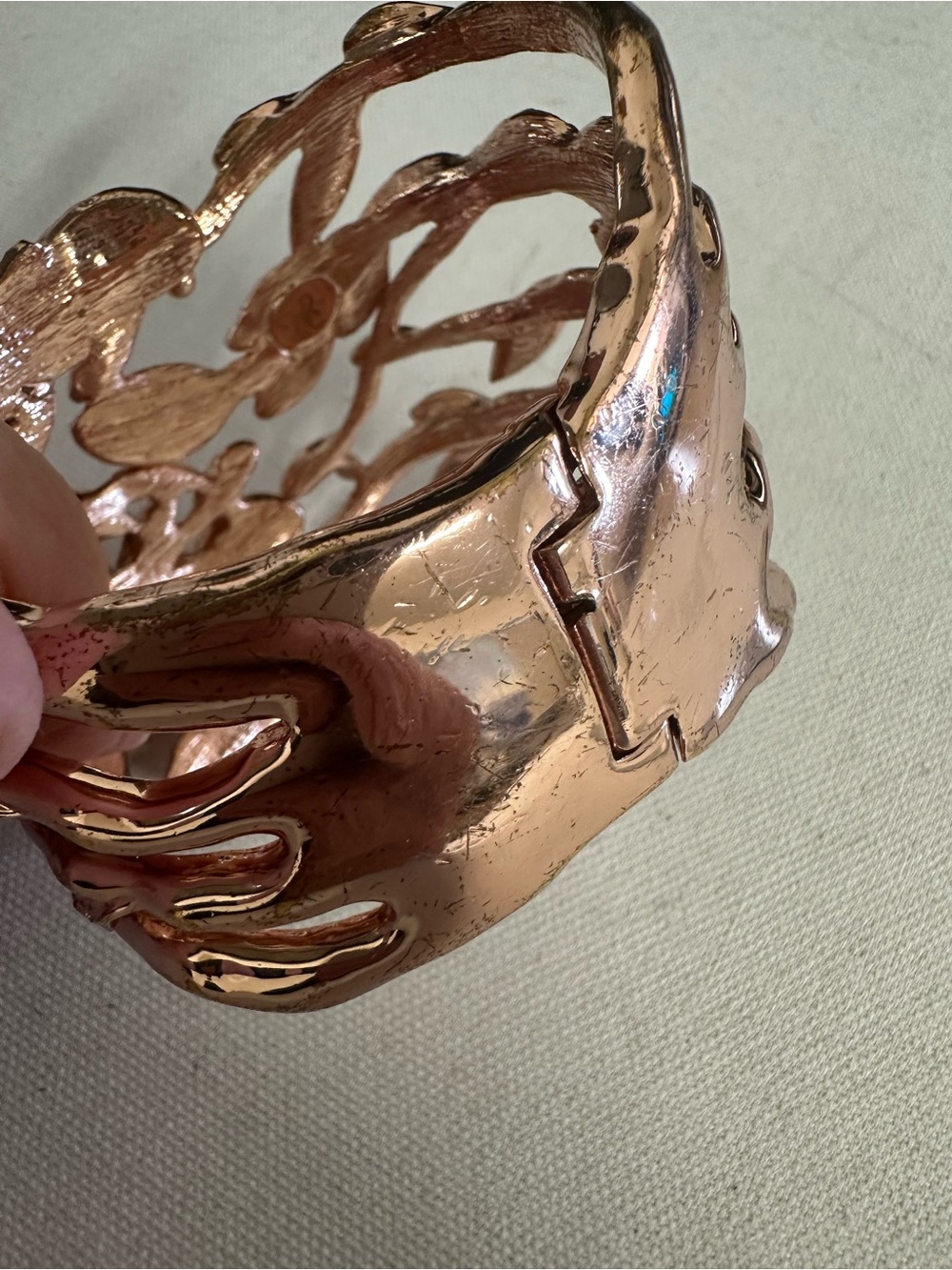Lauren Ralph Lauren Rose Gold Leaf Cuff Bracelet with Crystals - Picture 4 of 7